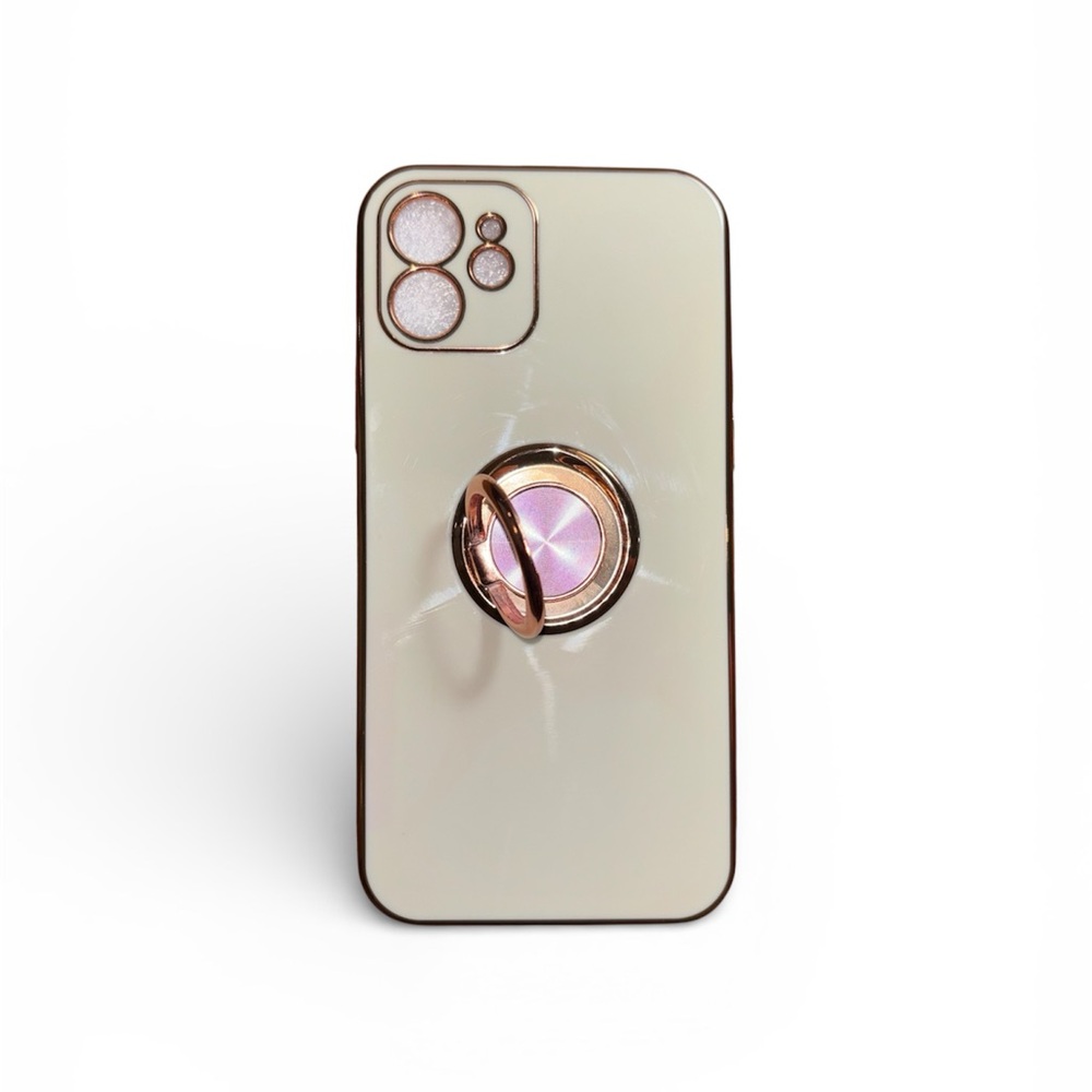 iPhone 12 Elegant Cream Phone Case with Ring Holder